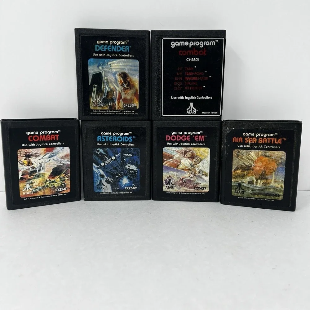 Atari 2600 Games Lot of 6 Combat Defender Asteroids Air Sea Battle Dodge